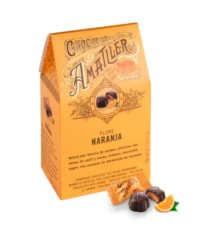 Chocolate Amatller Flors Naranja Estuche 12U.